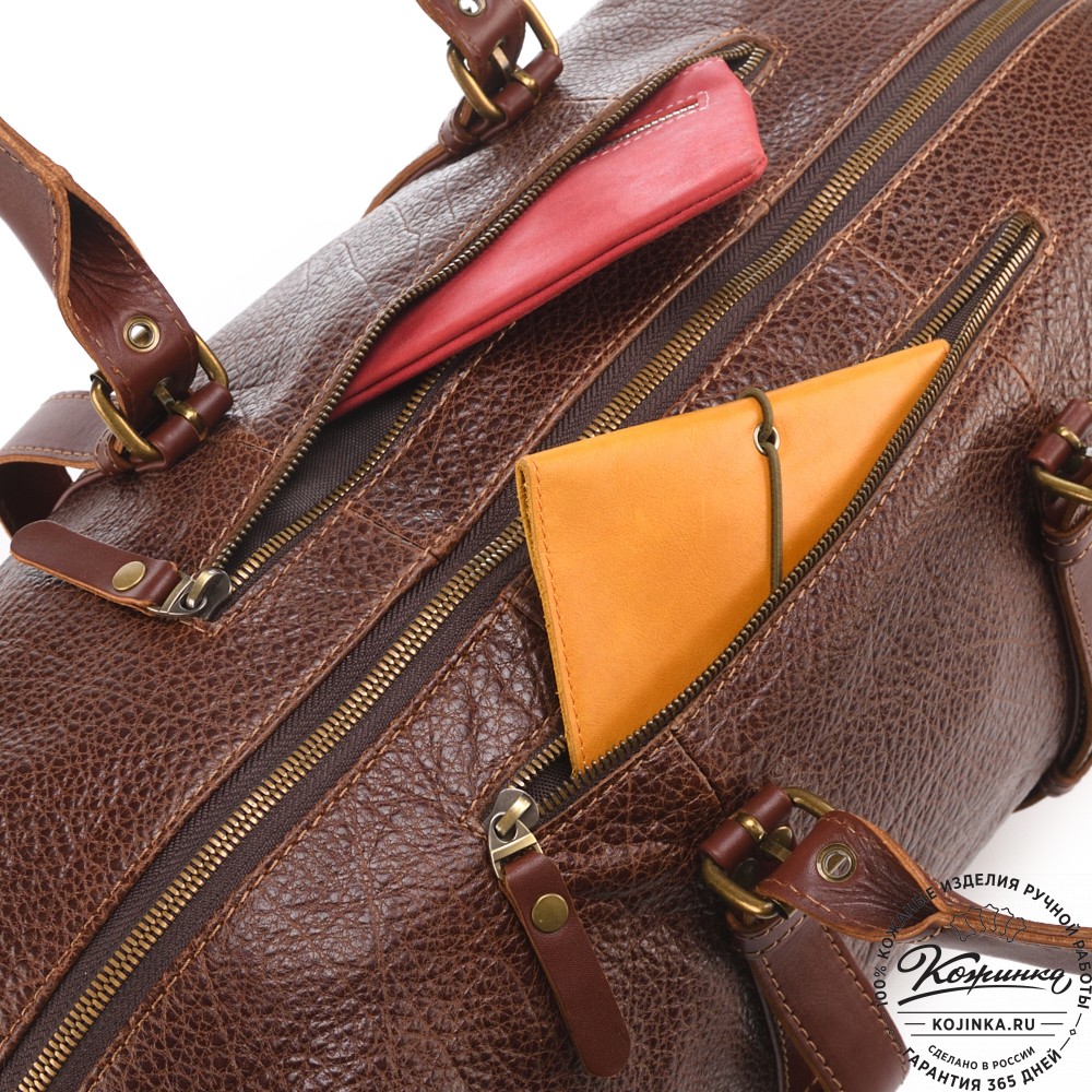 Кожаная дорожно-спортивная сумка Вашингтон (фактура коричневый)